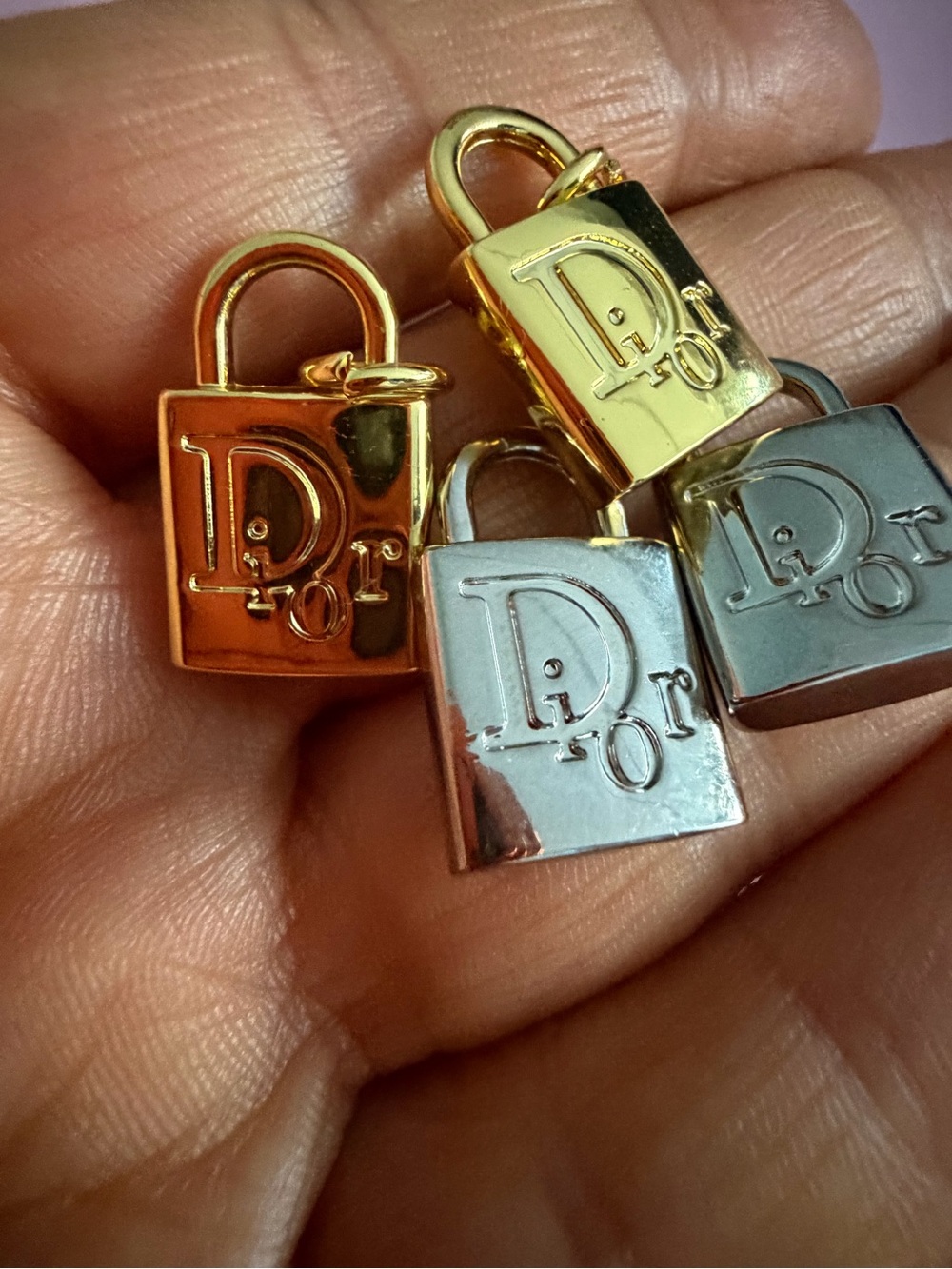 Lot of 4 Mixed Metal Padlock Charm Necklace Accent - Gold & Silver